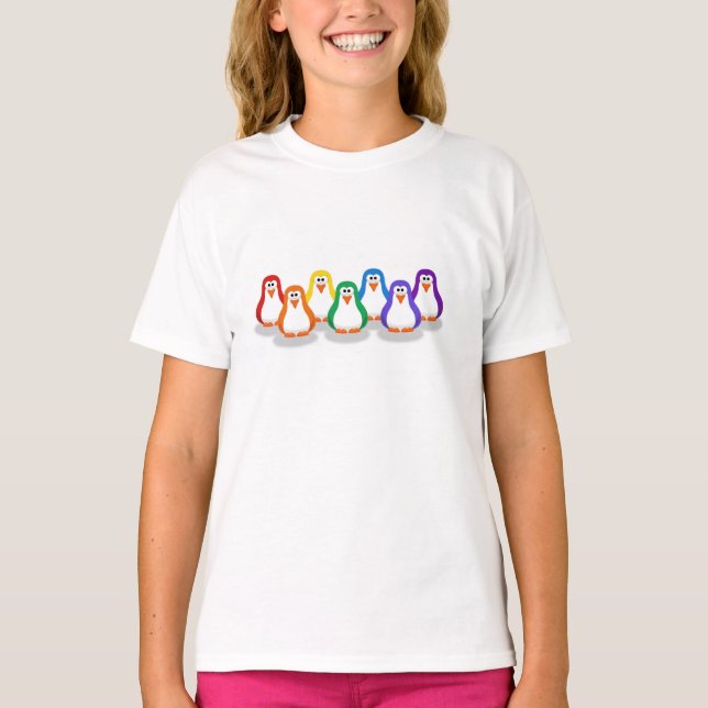 Regnbågepingvinskjorta Tee Shirt (Framsida)