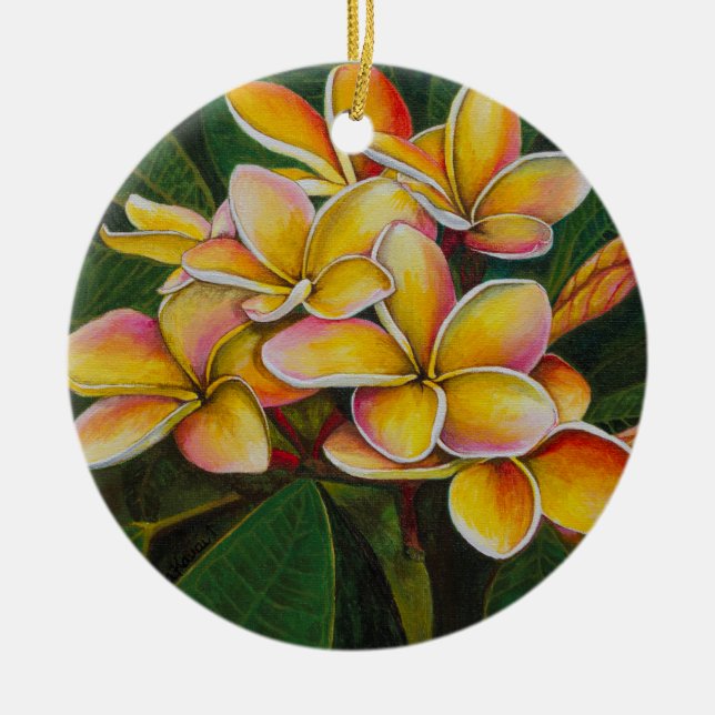 RegnbågePlumeria Julgransprydnad Keramik (Framsidan)