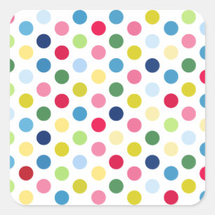 Regnbågepolka dots fyrkantigt klistermärke