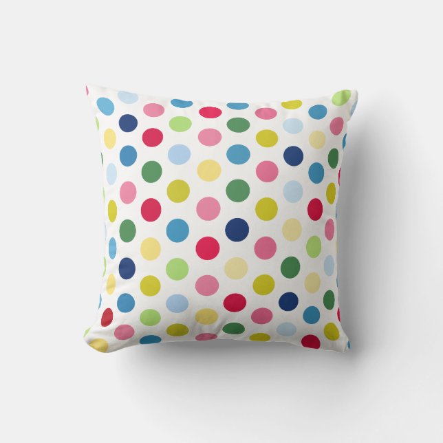 Regnbågepolka dots kudde (Framsida)