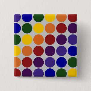 Regnbågepolka dots på grå färg knapp