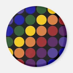 Regnbågepolka dots på svart magnet