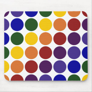 Regnbågepolka dots på vit musmatta