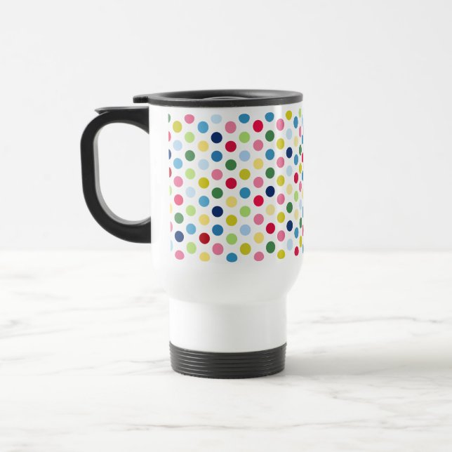 Regnbågepolka dots resemugg (Vänster)