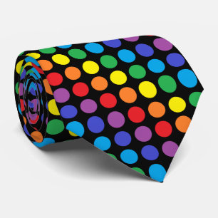 Regnbågepolka dotssvart slips