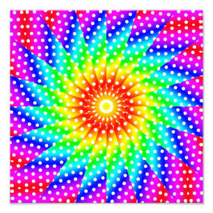 Regnbågepolkaen pricker Kaleidoscopemandalaen Fototryck