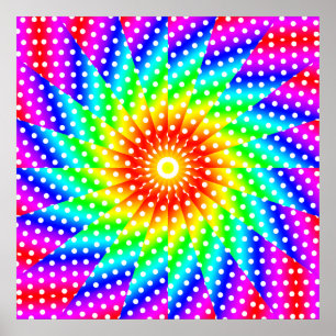 Regnbågepolkaen pricker Kaleidoscopemandalaen Poster