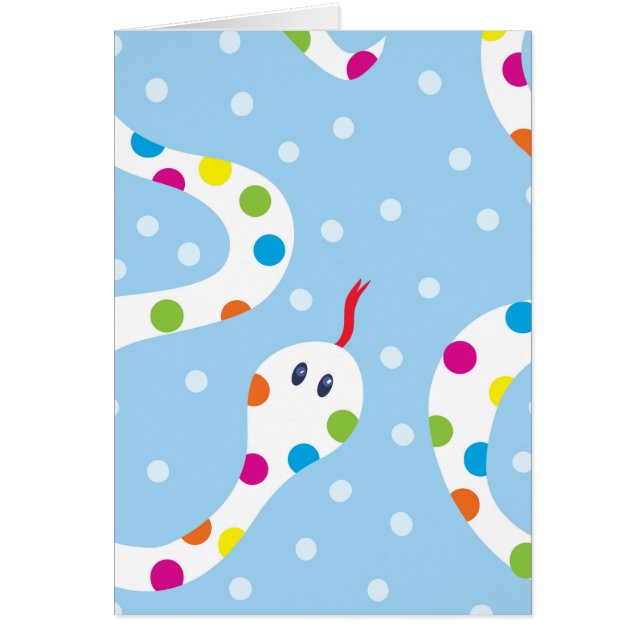 Regnbågepolkaen pricker ormen hälsningskort (Framsidan)