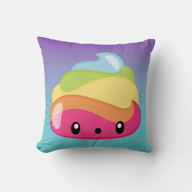 RegnbågePoop Emoji Kudde (Framsida)