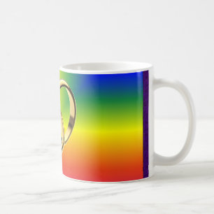 Regnbågepride med guld- bröllopmusikband kaffemugg