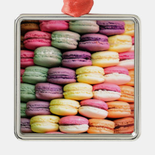 Regnbågerand av staplade franskMacaron kakor Julgransprydnad Metall
