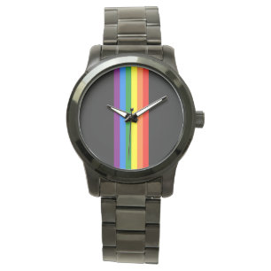 Regnbågerandar på svart service för gay pride L Armbandsur