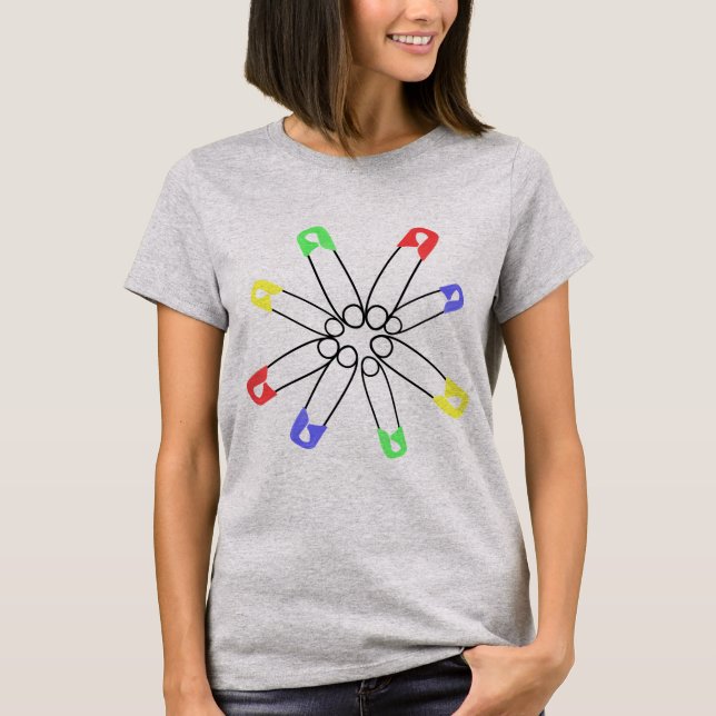 Regnbågesäkerhetsnålsolidaritet motstår t shirt (Framsida)