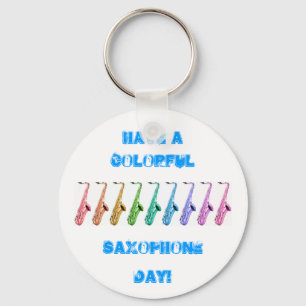 Regnbågesaxofon Keychain Nyckelring