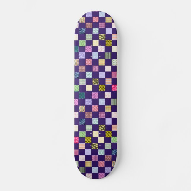Regnbågeschackbrädemönster Mini Skateboard Bräda 18,7 Cm (Framsida)