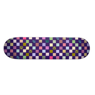 Regnbågeschackbrädemönster Mini Skateboard Bräda 18,7 Cm