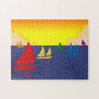 Regnbågesegelbåtpussel Pussel