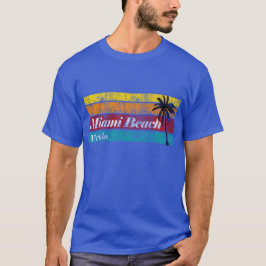 Regnbågesolnedgångvintage Miami Beach Florida T Shirt