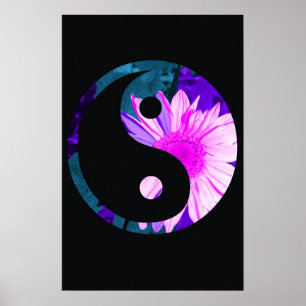 Regnbågesolros Yin Yang Poster