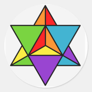 RegnbågestjärnaTetrahedron Runt Klistermärke