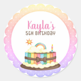 Regnbågetårtafödelsedag Runt Klistermärke