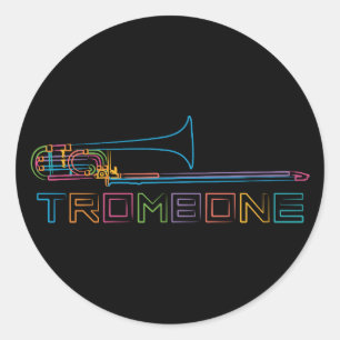 RegnbågeTrombone Runt Klistermärke