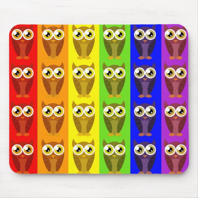 Regnbågeugglor Mousepad Musmatta (Framsidan)