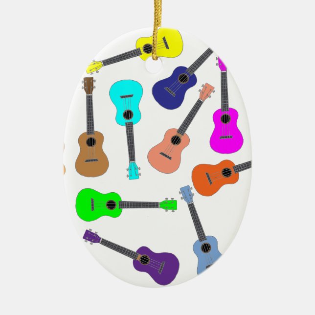 RegnbågeUkulele Julgransprydnad Keramik (Framsidan)