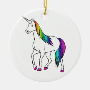 REGNBÅGEUNICORN JULGRANSPRYDNAD KERAMIK