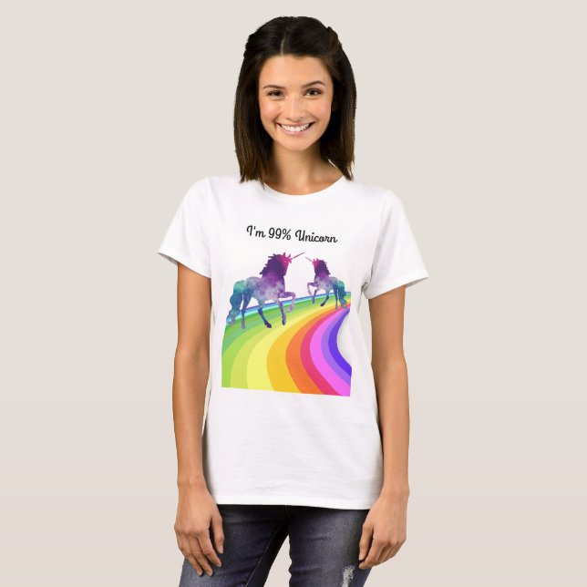 RegnbågeUnicorn - kvinna T-tröja Tee Shirt (Hel framsida)