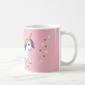 RegnbågeUnicorn och blommarosamugg Kaffemugg