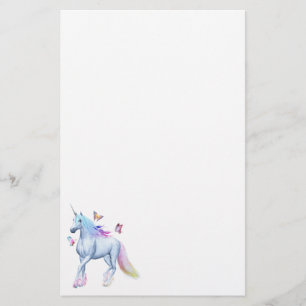 Regnbågeunicorn och fjärilar brevpapper