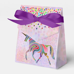 RegnbågeUnicorn och konfettiar på rosa födelsed Presentaskar