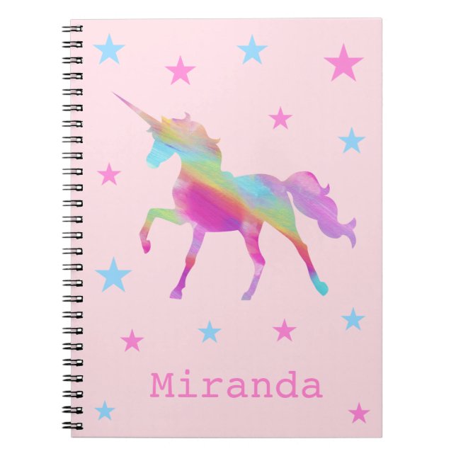 RegnbågeUnicorn och stjärnaanteckningsbok Anteckningsbok (Framsidan)
