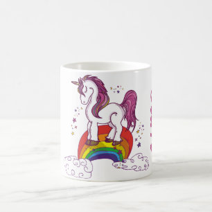 RegnbågeUnicorn Personnalisable Kaffemugg