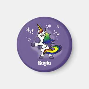 RegnbågeUnicorn som Flossing med Starry bakgrund Magnet