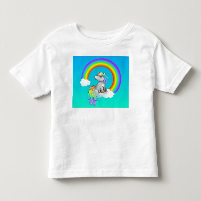 RegnbågeUnicornblå himmel som är gulliga för Tots! T Shirt (Framsida)