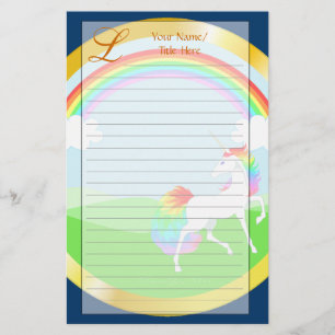 RegnbågeUnicornbrevpapper Brevpapper