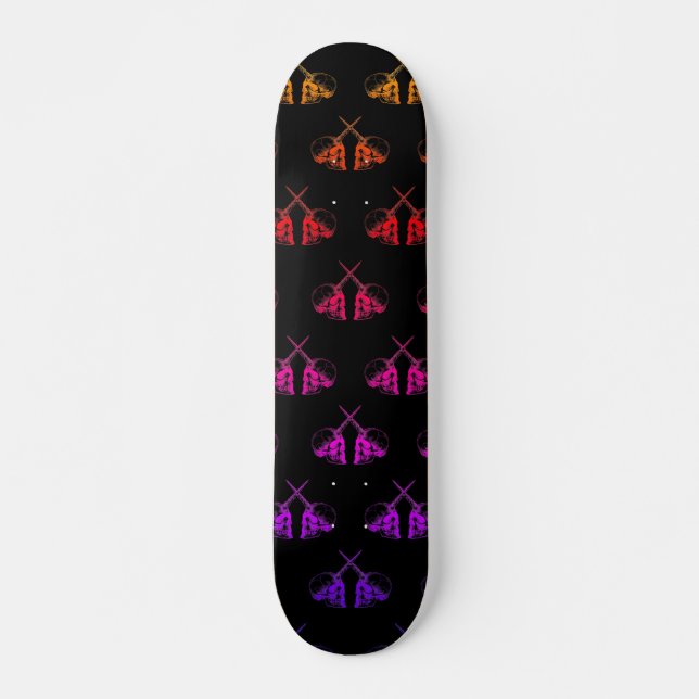 RegnbågeUnicorndöskallar Mini Skateboard Bräda 18,5 Cm (Framsida)