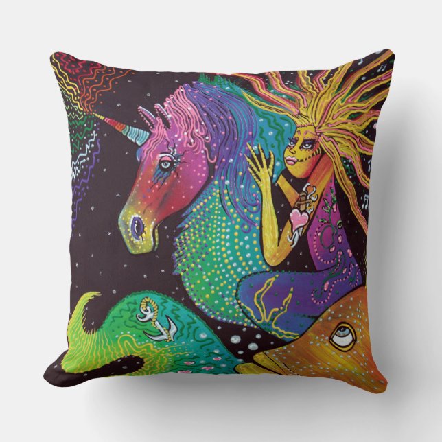 RegnbågeUnicornsjöjungfru Kudde (Framsida)