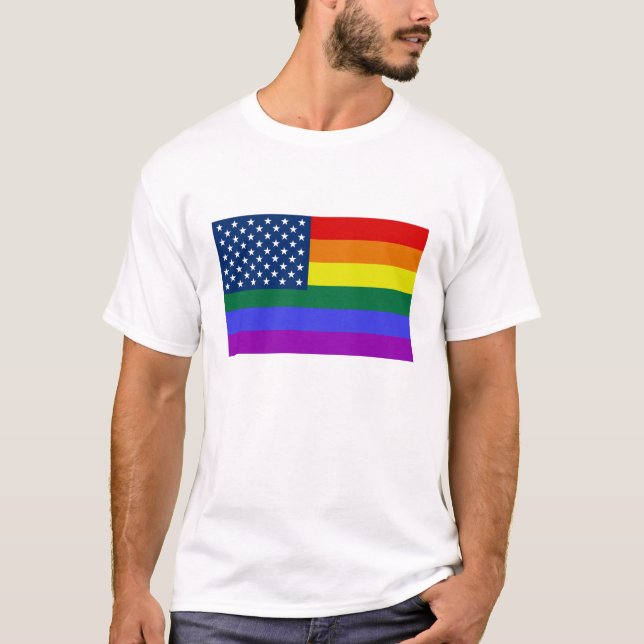RegnbågeUSA flaggamanar skjorta T Shirt (Framsida)