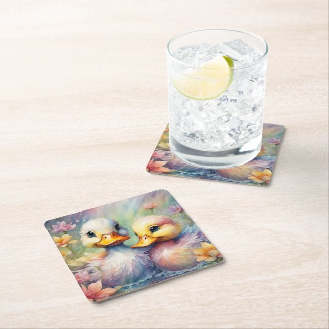 Regnbågfåglar Anka 1 Underlägg Papper Kvadrat (Insitu)