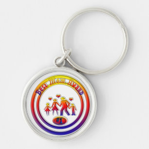 Regnbågfamiljen Best Mamma Award Rainbow Rund Silverfärgad Nyckelring