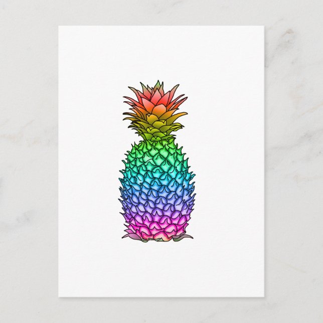 Regnbågfärgad ananas vykort (Framsida)