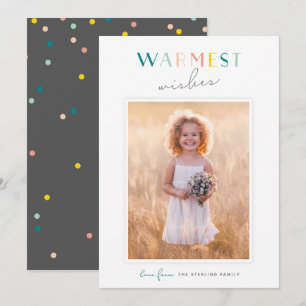 Regnbågfoto för "varmaste Önskemål" för Cute Typog Julkort