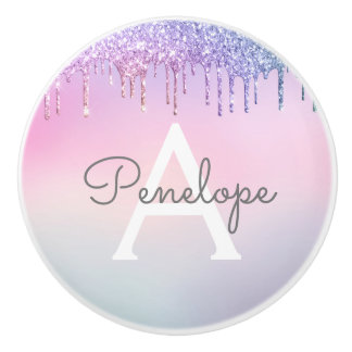 Regnbågglam Glitter med monogram Knopp