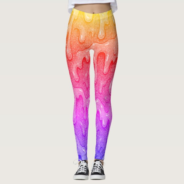 Regnbåggradient - diabildsdropp leggings (Framsida)
