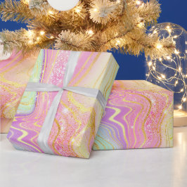 Regnbåggradient och guldgolvstrata presentpapper