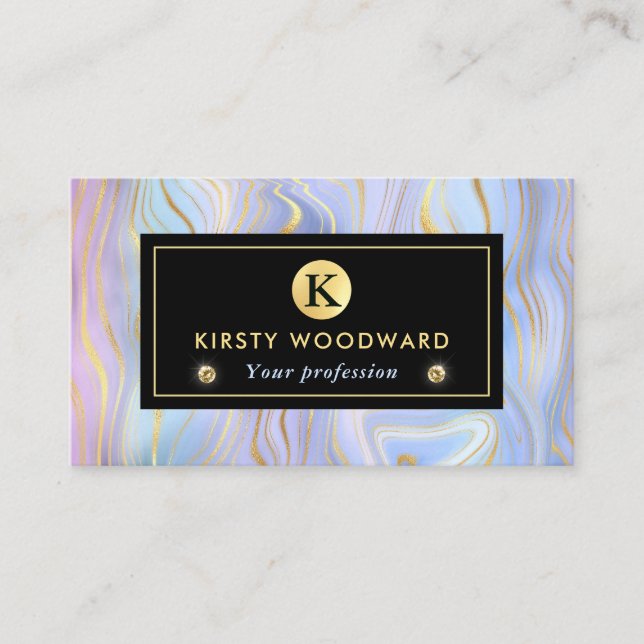 Regnbåggradient och guldgolvstrata visitkort (Framsida)