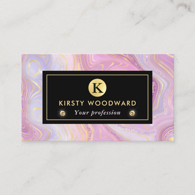 Regnbåggradient och guldgolvstrata visitkort (Framsida)